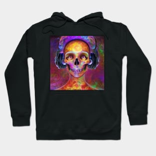 Guitar Skull Listening To Music Hoodie